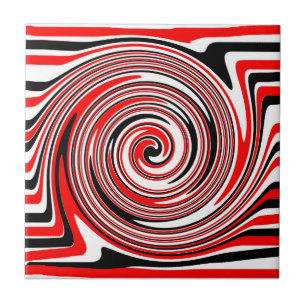 Rot-weiß-schwarz-psychedelisches Design Fliese