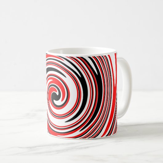 Rot-weiß-schwarz-psychedelisches Design Kaffeetasse (VorderseiteRechts)
