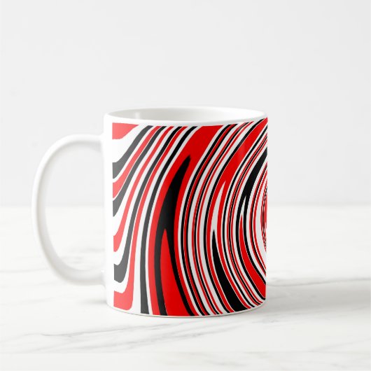 Rot-weiß-schwarz-psychedelisches Design Kaffeetasse (Links)