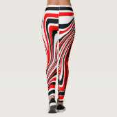 Rot-weiß-schwarz-psychedelisches Design Leggings (Rückseite)