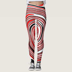 Rot-weiß-schwarz-psychedelisches Design Leggings