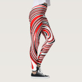 Rot-weiß-schwarz-psychedelisches Design Leggings (Rechts)