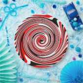 Rot-weiß-schwarz-psychedelisches Design Pappteller (Party)