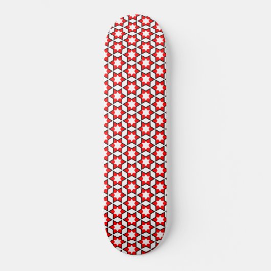 Rot-Weiß-Schwarz-Star-Muster Skateboard (Vorderseite)