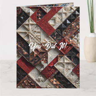 Rot Weiß Schwarz und Kupfer Diagonales Mosaik Karte