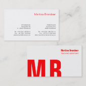 Rot, Weiß, Schwarz Visitenkarte (Vorne/Hinten)