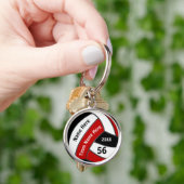 Rot, Weiß, Schwarz Volleyball Senior Geschenke Schlüsselanhänger (Hand)