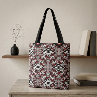 Rot-Weiß-Schwarze Stammes-Tapeten-Tasche Tasche