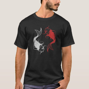 Rot Weiß Schwarzer Chinesischer Karpfen Asiatische T-Shirt