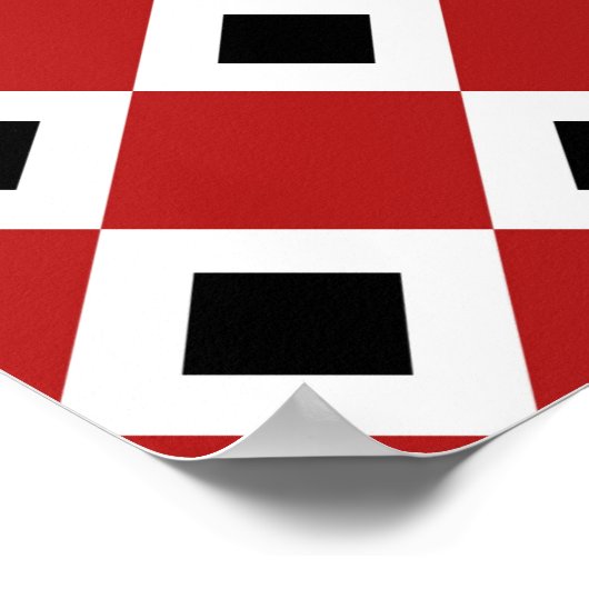Rot, Weiß, schwarzes Diamantmuster Poster (Ecke)