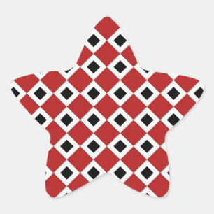 Rot, Weiß, schwarzes Diamantmuster Stern-Aufkleber