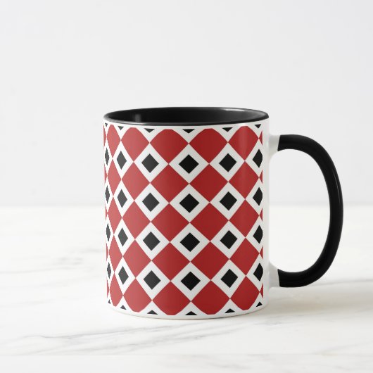 Rot, Weiß, schwarzes Diamantmuster Tasse (Rechts)