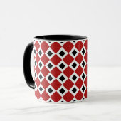 Rot, Weiß, schwarzes Diamantmuster Tasse (Vorderseite Links)