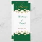 Rot-Weiß-Scrolls, Kleeblätter-Menü-Karte Menükarte (Vorne/Hinten)