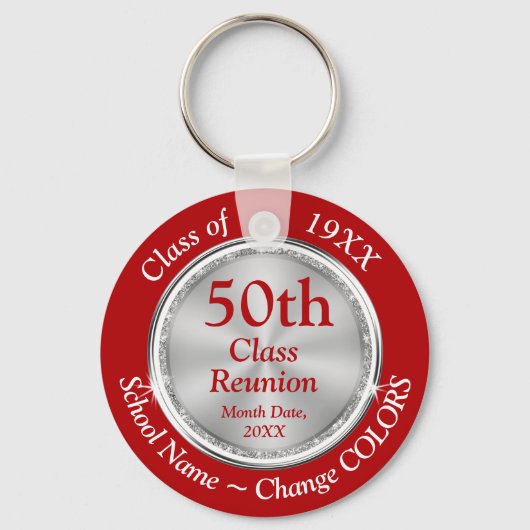 Rot, Weiß, Silver Custom, Class Wiedersehen Souven Schlüsselanhänger (Vorderseite)