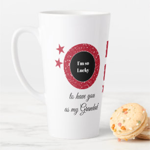 Rot Weiß, so viel Glück Grandad mit Foto Milchtasse