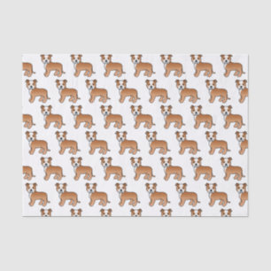 Rot-Weiß-Staffie Süßes Cartoon-Hund-Muster Seidenpapier