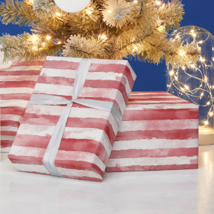 Rot-Weiß-Streifen-Weihnachten Geschenkpapier