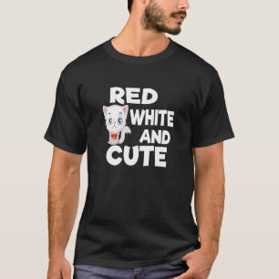Rot Weiß & Süße Katze T-Shirt
