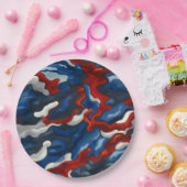 Rot-Weiß-Tarnung Pappteller (Party)