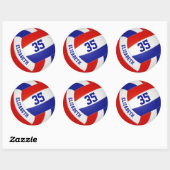 Rot-Weiß-Team Farben Jungen Volleyball Runder Aufkleber (Blatt)