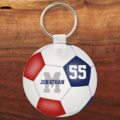 Rot-Weiß-Team Farben Jungs Fußball-Mädchen Schlüsselanhänger (Vorderseite)