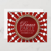 Rot-Weiß-Themenabend Party Einladung Postkarte (Vorne/Hinten)
