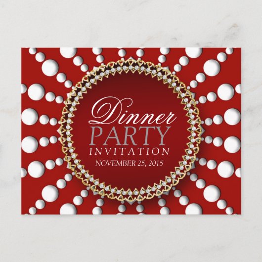 Rot-Weiß-Themenabend Party Einladung Postkarte (Vorderseite)