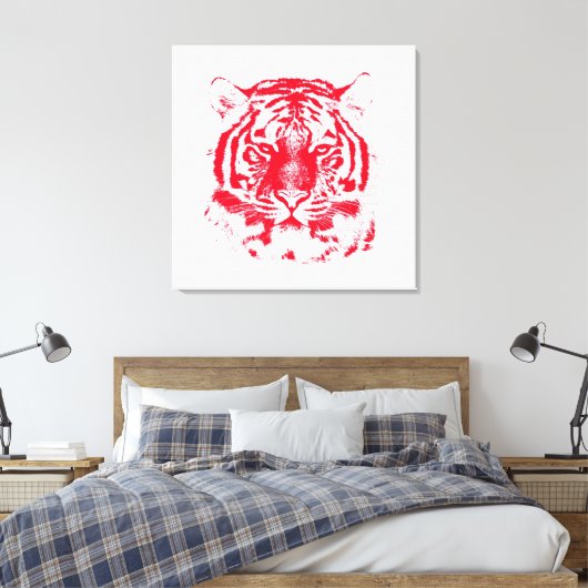 Rot-Weiß-Tiger-Gesicht Nah Leinwanddruck (Insitu (Schlafzimmer))