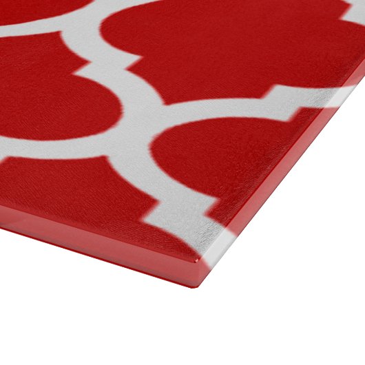 Rot-Weiß-Trellis marokkanisches Quatrefolienmuster Schneidebrett (Ecke)