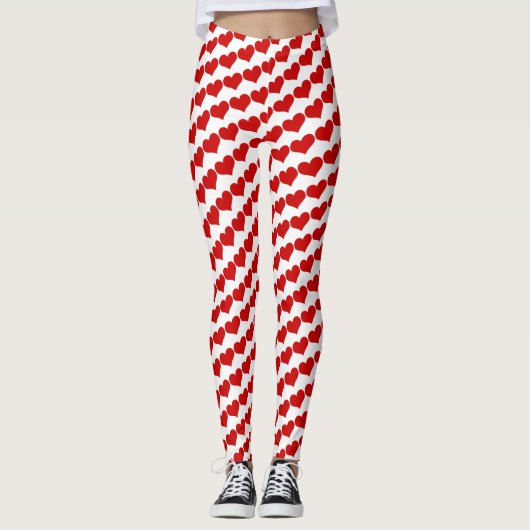 Rot & Weiß - trendige Liebe / Retro-Mode Leggings (Vorderseite)