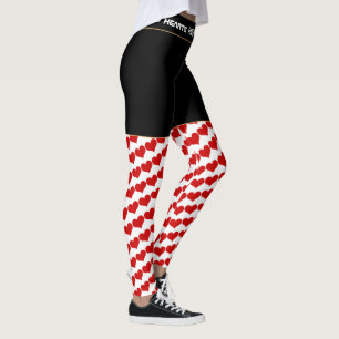 Rot & Weiß - trendige Liebe / Retro-Mode Leggings
