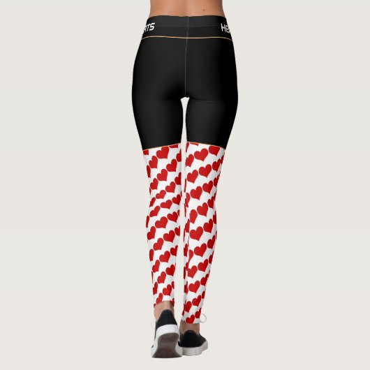 Rot & Weiß - trendige Liebe / Retro-Mode Leggings (Rückseite)