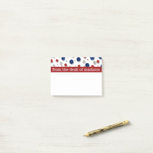 Rot, weiß u. Blau Jewels Post-Itanmerkungen Post-it Klebezettel (Auf Schreibtisch)