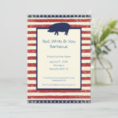 Rot, Weiß u. Sie grillen Sie am 4. Juli Bday Einladung (Stehend Vorderseite)