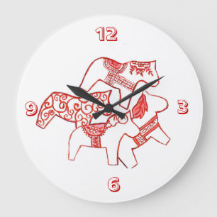 Rot-Weiß-Uhr Große Wanduhr
