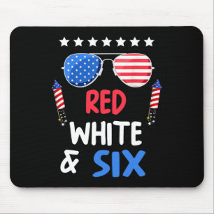 Rot weiß und 6. Geburtstag 4. Juli Indepen Mousepad