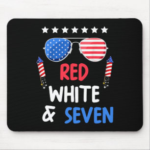 Rot weiß und 7. Geburtstag 4. Juli Indiz Mousepad
