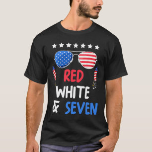 Rot weiß und 7. Geburtstag 4. Juli Indiz T-Shirt