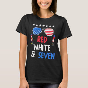 Rot weiß und 7. Geburtstag 4. Juli Indiz T-Shirt