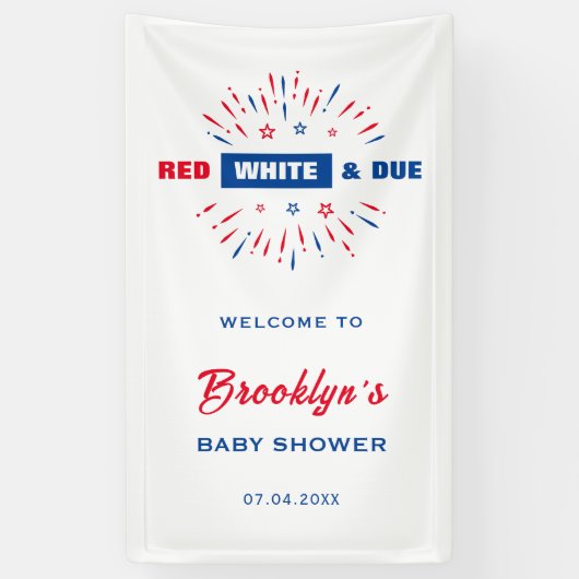 Rot weiß und ab 4. Juli Baby Dusche Empfang Banner (Vertikal)