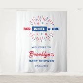 Rot weiß und ab 4. Juli Babydusche Hintergrund Wandteppich (Vorderseite)