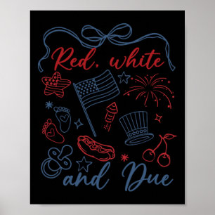 Rot weiß und ab 4. Juli Schwangerschaft Sommer USA Poster