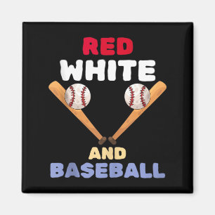 Rot weiß und Baseball patriotischer Schlagholzball Magnet