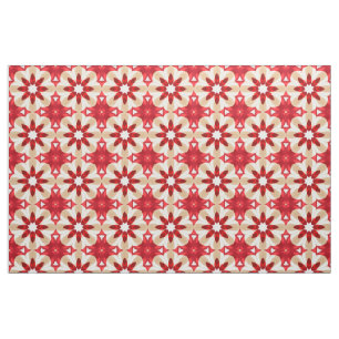 Rot-Weiß- und Beige-Blume wie Muster Stoff