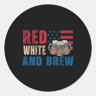 Rot Weiß Und Bierbrauen Lustig Retro Usa Bier 4. J Runder Aufkleber