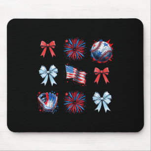 Rot Weiß Und Blau 4. Juli Coquette Baseball B Mousepad