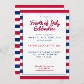 Rot Weiß und Blau 4. Juli Einladung (Vorne/Hinten)