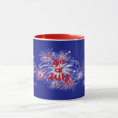 Rot, Weiß und Blau 4. Juli Feuerwerk Tasse (Zentrum)