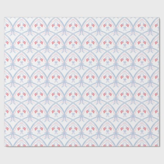 Rot, Weiß und Blau 4. Juli Flaggenmuster Geschenkpapier (Flach)